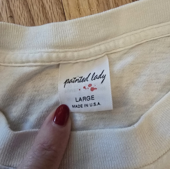 Painted Lady Vtg 90s AOP Golf Short Slv T Shirt Size L Single Stitch White - Picture 8 of 10